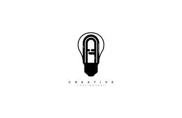 Idea bulb light letter A design logo