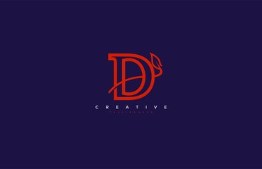 Fototapeta premium Initial Letter D Linear Monogram Swoosh Leaf Logotype