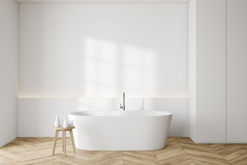 Naklejka na ściany i meble White bathroom interior with tub