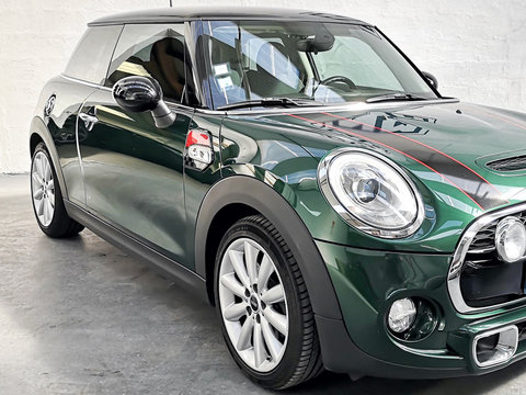 Mini Green Racing Close Up Car Front England In Dealership Cooper