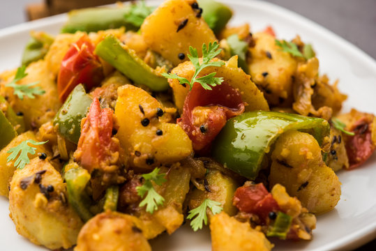 Aloo Shimla Mirch Sabji Or Dry Potato Capsicum Curry Is An Indian Main Course Recipe