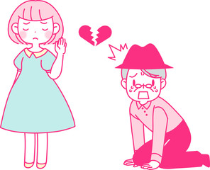振られる男性と振る女性