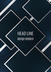 Overlapping geometric squares with thin lines. Template for business design. Vector