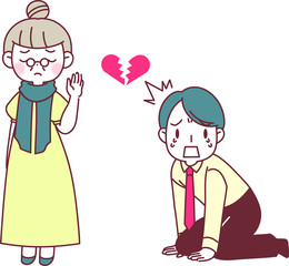 振られる男性と振る女性