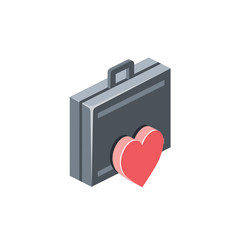 Fototapeta premium Briefcase love heart favorite. Vector 3d isometric, color web icons set, new flat style. Creative illustration, idea for infographics.