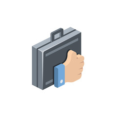 Briefcase thumbs up. Vector 3d isometric, color web icons set, new flat style. Creative illustration, idea for infographics.