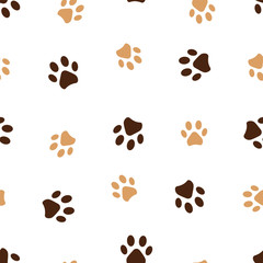 Fototapeta premium Seamless pattern of animals paws. Vector illustration on a white background.
