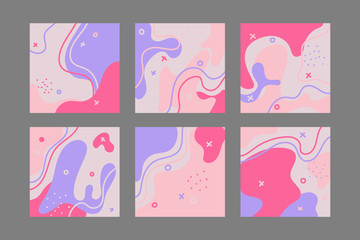 Modern doodle graphic design online template background for social media content on website or application in color vector file