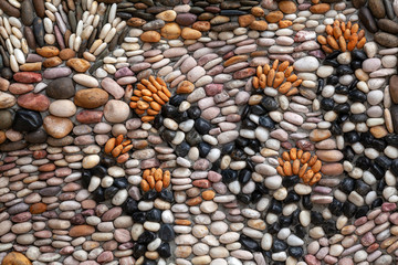 River stone pattern on the wall.