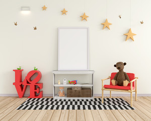 activity room for kid and frame for mockup, 3D rendering