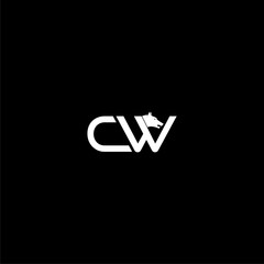 CW letter design logo isolated on dark background