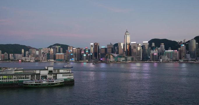 Hong Kong landmark at sunset