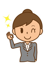 キャリアウーマン　OKサイン