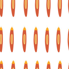 Yellow and red Christmas toy seamless pattern. Good New Year spirit. Christmas mood. Vector hand drawn illustration.