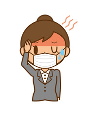 キャリアウーマン　マスク　風邪　発熱　高熱