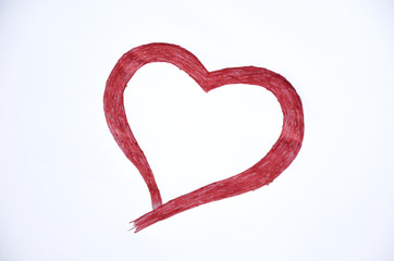 illustration of pen red love heart isolated in the white background