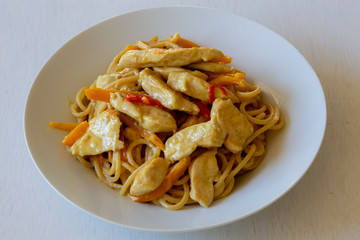 Honey Mustard Chicken Pasta with Peppers