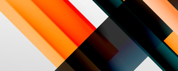 Geometric abstract backgrounds with shadow lines, modern forms, rectangles, squares and fluid gradients. Bright colorful stripes cool backdrops
