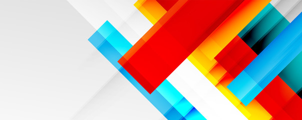 Geometric abstract backgrounds with shadow lines, modern forms, rectangles, squares and fluid gradients. Bright colorful stripes cool backdrops