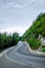 Road in the mountains. Russia, Krasnodarskiy kray.