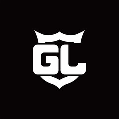 GL Logo monogram with shield around crown shape design template