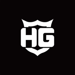 HG Logo monogram with shield around crown shape design template
