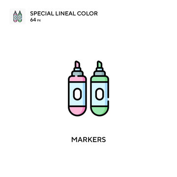 Markers Special Lineal Color Vector Icon. Markers Icons For Your Business Project