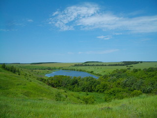 landscape with river and blue sky