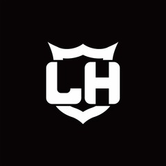 LH Logo monogram with shield around crown shape design template