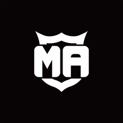 MA Logo monogram with shield around crown shape design template