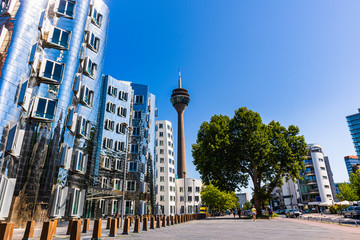 D&uuml;sseldorf at the port with houses