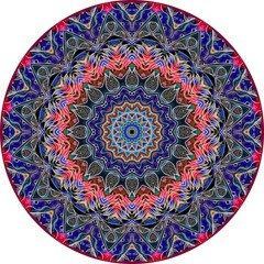 Carpet ore decorative plate with round ornament in ethnic style. Indian, Turkish, Moroccan motifs.