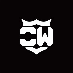 OW Logo monogram with shield around crown shape design template