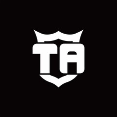 TA Logo monogram with shield around crown shape design template