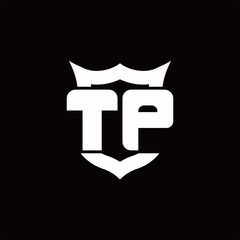 TP Logo monogram with shield around crown shape design template