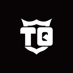 TQ Logo monogram with shield around crown shape design template
