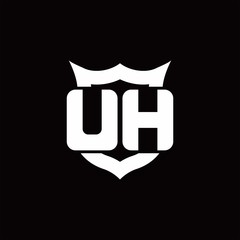 UH Logo monogram with shield around crown shape design template