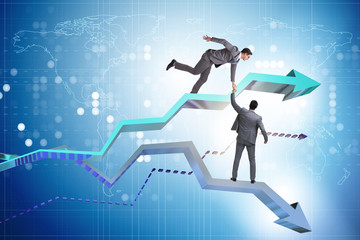 Businessman saving competitor during the crisis