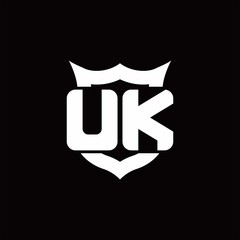 UK Logo monogram with shield around crown shape design template