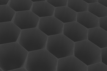 Hexagon 3D abstract background. Bees cells honeycomb texture. Three-dimensional render illustration.