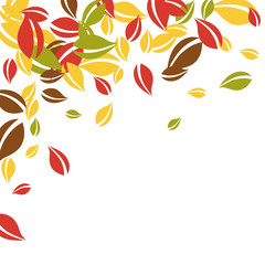 Falling autumn leaves. Red, yellow, green, brown c