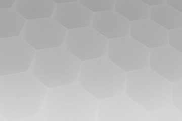 Hexagon 3D abstract background. Bees cells honeycomb texture. Three-dimensional render illustration.