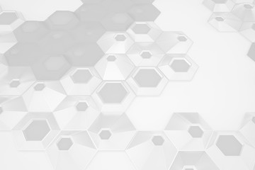 Hexagon 3D abstract background. Bees cells honeycomb texture. Three-dimensional render illustration.