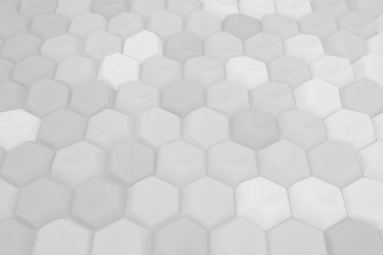 Hexagon 3D abstract background. Bees cells honeycomb texture. Three-dimensional render illustration. © artistmef
