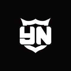YN Logo monogram with shield around crown shape design template