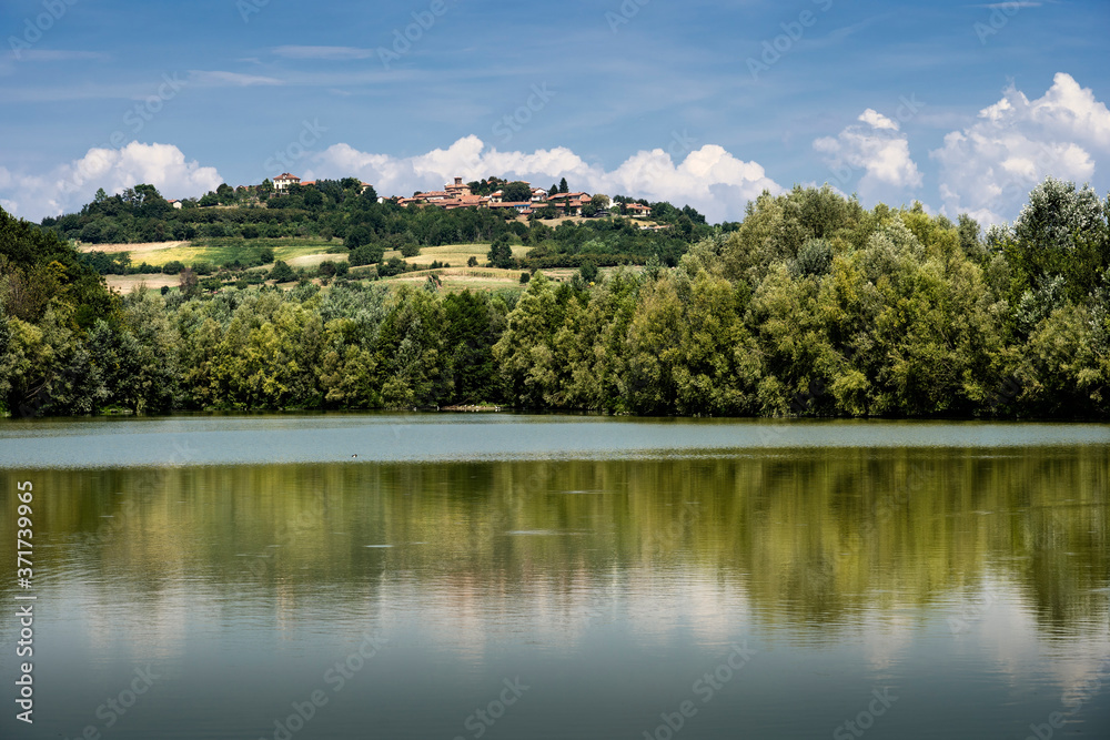 Wall mural the lake of arignano (piedmont, italy) a very interesting natural reserve and wildlife oasis for res