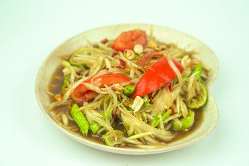 Papaya Salad, a popular food to eat in Thailand.