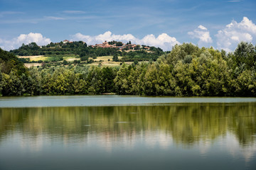Fototapeta premium The Lake of Arignano (Piedmont, Italy) a very interesting natural reserve and wildlife oasis for resident and migratory birds.