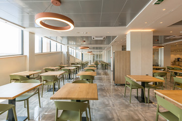 Interior of a self service restaurant in a big hotel