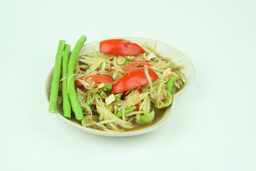 Papaya Salad, a popular food to eat in Thailand.